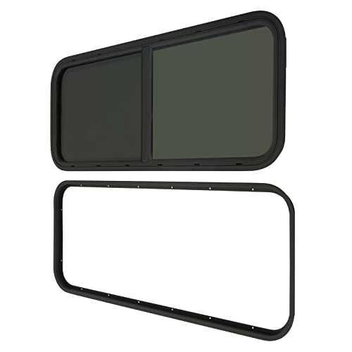 Vertical Sliding Black RV Window for Teardrop, Cargo, Horse Trailer, Marine Camper Window Replacement,22" Wide x 42" Tall (42"x22") - size: 42"x22"