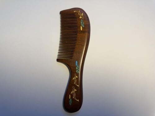 Handmade wooden hair comb, natural sandalwood comb, anti-static wooden combs, with sandalwood fragrance, good for hair growth, suitable for ladies and girls. (handle comb) - color: handle comb