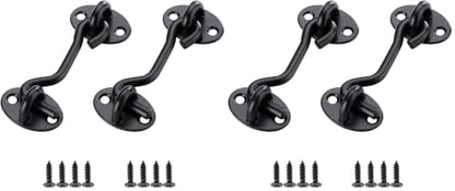 2 Pcs Barn Door Lock, 3 inch Steel Hook and Eye Latch for Door, Black (Pack of 2) - size: 3 Inch (Pack of 2)