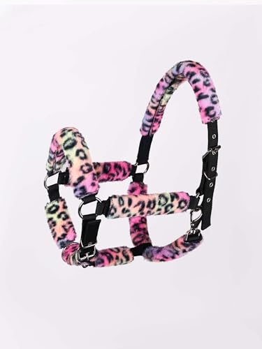 Harrison Howard Fleece Halter Covers for Horses, Set of 9, Prevent Hair Loss Pressure Marks, Padded Horse Halter Fleece Set Iridescent Leopard - color: Iridescent Leopard