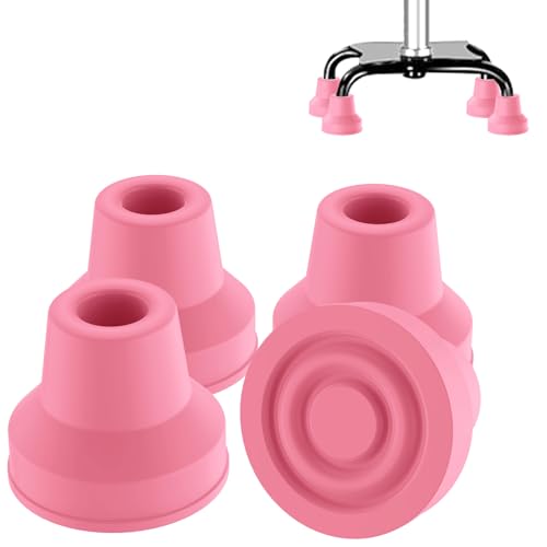 supregear Quad Cane Tips (4-Pack) - Heavy Duty Rubber Cane Tip - Non-Slip Extreme Grip Replacement Foot Pad - Accessories for Walking and Standing Stick for Women, Men, Seniors, Elderly - color: Light Pink, size: 1/2 Inch