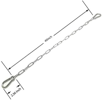 ZRruoin (2 Pack) Heavy Duty Swing Chains 440LB Capacity - Stainless Steel Hanging Chair Chains with Carabiners for Swing Set Accessories, Yoga Trapeze, Hammock Chair, Indoor Outdoor Gym - size: 40inch-2PCS