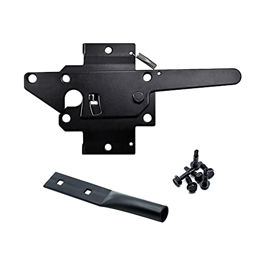 Heavy Duty Self-Locking Post Mount Automatic Gravity Lever Gate Latch for Wooden Fence with Fasteners - Black Finishing Steel Gate Latch to Secure Pool/Yard/Garden