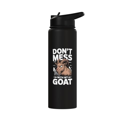 Don´t Mess With My Goat Cute Coat Pygmy Goat Farmer Stainless Steel Insulated Water Bottle - color: Black