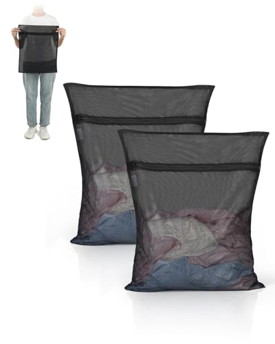 OTraki 2 Pack Mesh Laundry Bags 16X20 inch Durable Laundry Garment Bag | Mesh Large Lingerie Wash Bags Zippered Garment Washing Net for Underwear Hosiery Blouse Sweater Dress - size: 16 x 20 inch