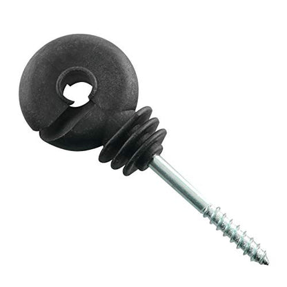 12pcs Electric Fence Insulator Screw-in Insulator Black Self-Tapping Fence Ring Post Wood Post Insulator