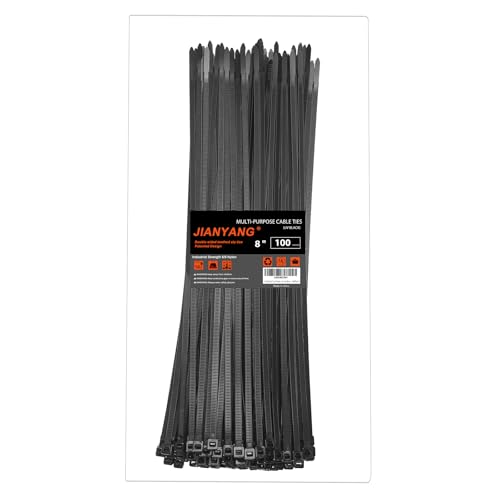 8 Inch Zip Ties Double Sided Toothed,65LBS Tensile Strength Heavy Duty Cable Wire Ties With Self-Locking Adjustable More Durable Nylon Tie Wraps for Indoor Outdoor（100 Pack） - size: 8 inch 100 Pack （65 Lbs ）