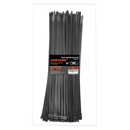 8 Inch Zip Ties Double Sided Toothed,65LBS Tensile Strength Heavy Duty Cable Wire Ties With Self-Locking Adjustable More Durable Nylon Tie Wraps for Indoor Outdoor（100 Pack） - size: 8 inch 100 Pack （65 Lbs ）