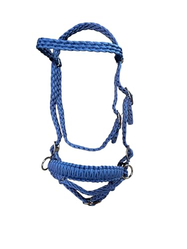 pony bitless bridle horse tack side pull hackamore royal blue