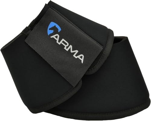 Shires Arma Neoprene Bell Boots - Anti-Spin Double Lock Shock Absorbing Horse Overreach Boots Black/Full