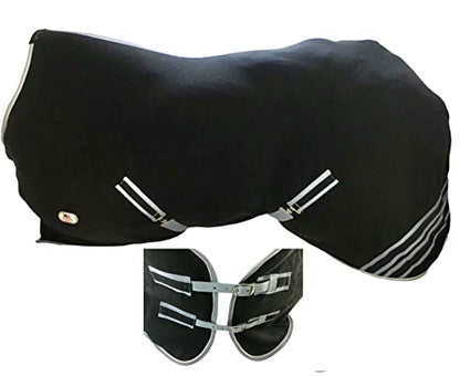Majestic Ally Anti Pill Fleece Horse Blanket/Sheet with Silver Braided Rope (Black, 76) - color: Black, size: 76