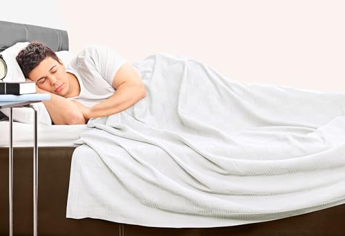 Utopia Bedding 100% Cotton Thermal Blanket White Full, 90x84 Inches - color: White, size: Full