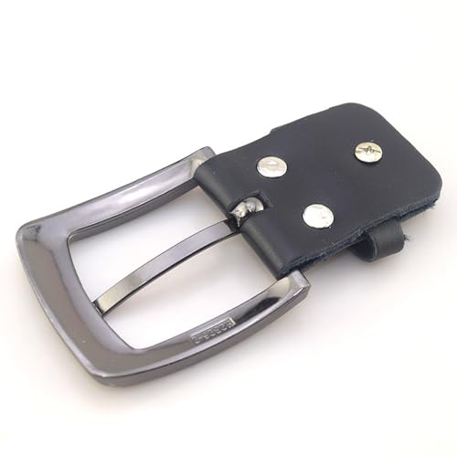 2 Pack Classic Belt Buckles Set with Belt Loop and Mount Snap Connector Replacement Single Prong Square Roller Buckle for Leather Belts Strap 1.5'' Width Women Men Western Belts Leather Straps