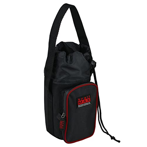 TrailMax 500 Series Water Bottle Carrier Horse Saddlebag for 1-Liter Stainless Steel Water Bottle, Insulated & Padded, 1680-denier Ripstop Nylon - color: Black with Red Piping