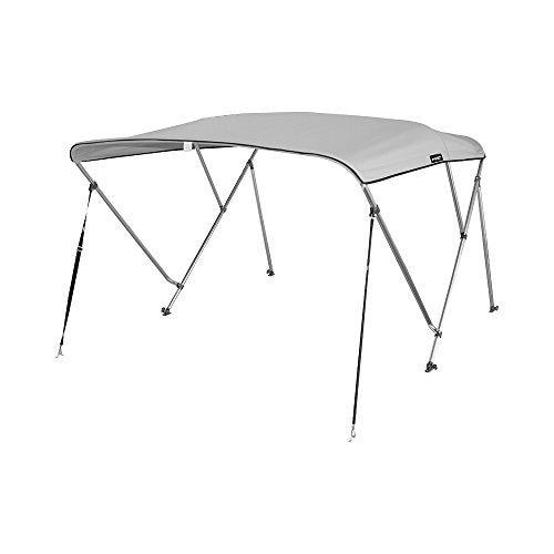 MSC 3 Bow 4 Bow Bimini Top Boat Cover,Waterproof Solution Dyed Polyester Made,2 Support Poles& 4 Adjustable Straps Included - color: Grey