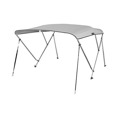 MSC 3 Bow 4 Bow Bimini Top Boat Cover,Waterproof Solution Dyed Polyester Made,2 Support Poles& 4 Adjustable Straps Included - color: Grey