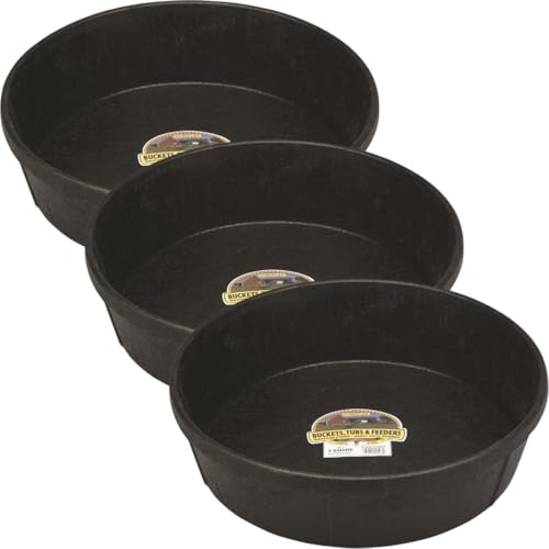 Little Giant DuraFlex 3 gal Feeder Pan for Livestock – Durable Stock Tank Style Water Trough – Outdoor Water Tub for Horse Trough or Pond Tub – Small Fish Pond Feed Bucket – Pack of 3