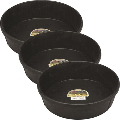 Little Giant DuraFlex 3 gal Feeder Pan for Livestock – Durable Stock Tank Style Water Trough – Outdoor Water Tub for Horse Trough or Pond Tub – Small Fish Pond Feed Bucket – Pack of 3