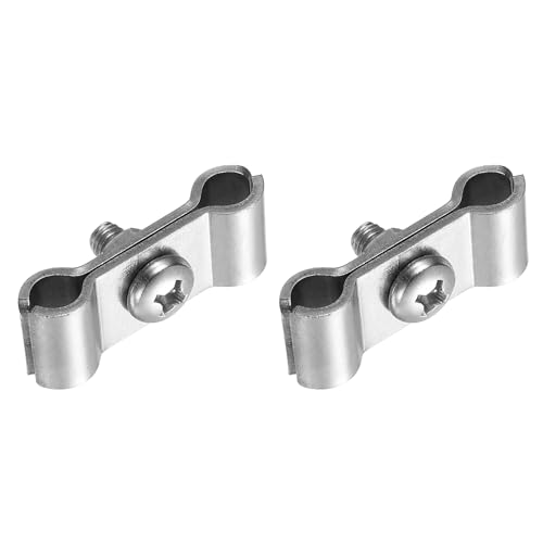 HARFINGTON 2pcs Chain Link Fence Panel Clamps 5/16" Stainless Steel Dog Kennel Clamps Fence Connector Temporary Dog Cage Hardware Parts with Bolts and Nuts for Round Pipe Panel - size: 5/16"