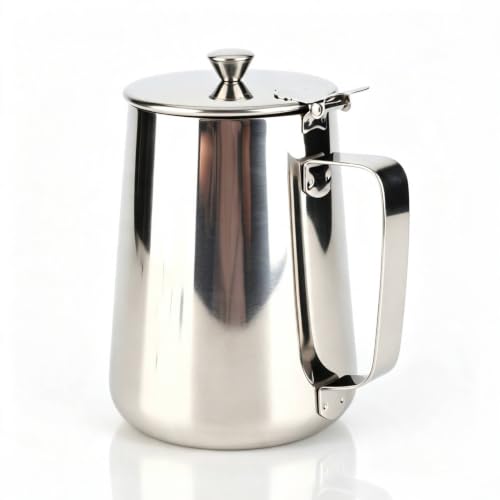 Milk Frothing Pitcher, 50.72oz Milk Frother Steamer Cup, Stainless Steel Coffee Cup Mug Milk Steaming Pitcher with Lid for Espresso Machines, Cappuccino, Latte Art (1500ML) - size: 1500ML