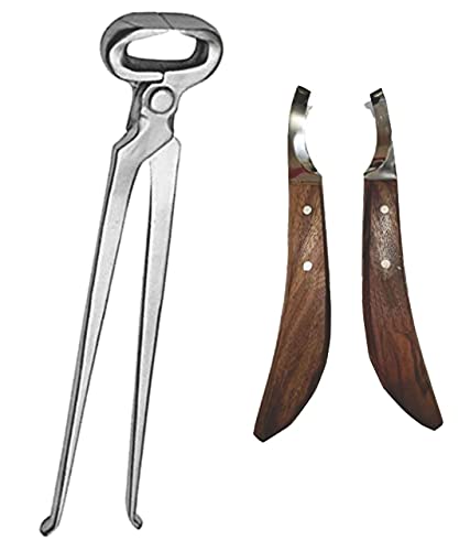Hoof Nipper 15" and Farrier Hoof Knives Set – Premium Farrier Hoof Trimming Tools for Horses, Ponies & Donkeys – Professional Hoof Care Nipper & Hoof Knife Kit for Farriers & Horse Owners