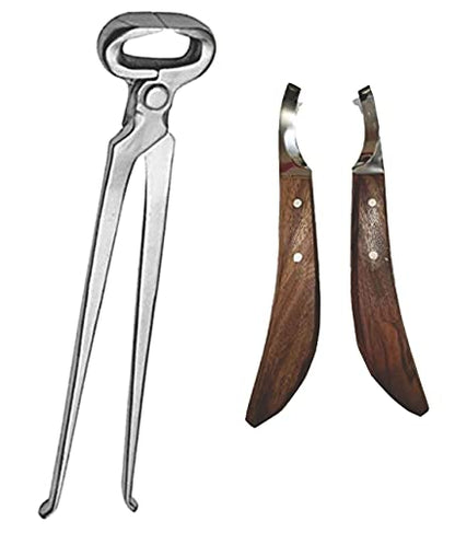 Hoof Nipper 15" and Farrier Hoof Knives Set – Premium Farrier Hoof Trimming Tools for Horses, Ponies & Donkeys – Professional Hoof Care Nipper & Hoof Knife Kit for Farriers & Horse Owners