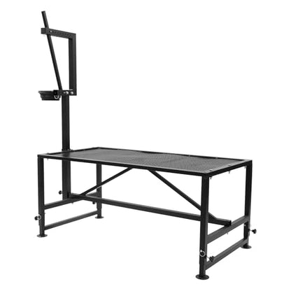 47 in Goat Milking Stand, 600 LBs Stand for Goat Milk and Sheep Trimming, Metal Goat Stand with Headpiece and Feeding Bin for Grooming, Shearing,and Milking (Black) - color: Black