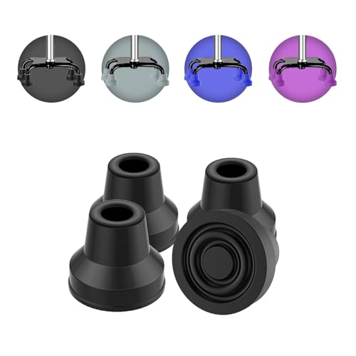 supregear Quad Cane Tips (4-Pack) - Heavy Duty Rubber Cane Tip - Non-Slip Extreme Grip Replacement Foot Pad - Accessories for Walking and Standing Stick for Women, Men, Seniors, Elderly - color: Black, size: 1/2 Inch