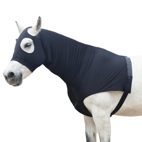 LEAFOREST Horse Slinky Hood with Zipper Stretch Neck Cover Sleazy Hoodies - color: Black