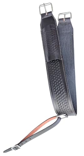 Western Leather Horse Roper Back Cinch Billets,Girth Saddle Billets Tack,Handcrafted Flank Saddle Cinch - color: Black