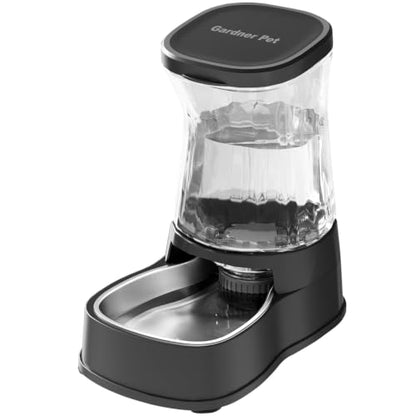 Automatic Dog Water Dispenser, Stainless Steel Bowls Feeder, 100% BPA-Free - color: Black, size: 1 Gallon