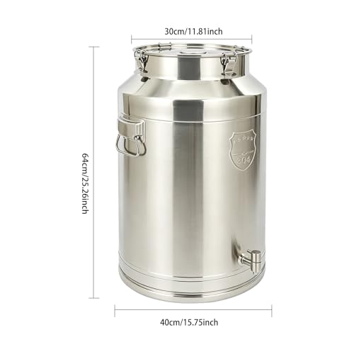 76L/20Gal 304 Stainless Steel Milk Can with Spigot - size: 76L/20Gal,w/Faucet