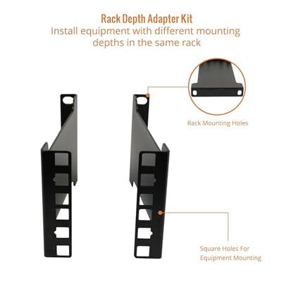Tecmojo Server Rack Depth Extender - 2U - 6inch Depth - TAA Compliant - Recessed Rack Adapter - Rack Mount Adapter Kit - Network Rack Extender - size: 2U/6"