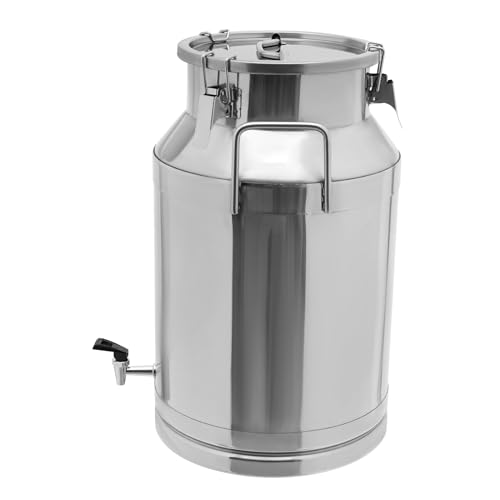 Milk Can with a Faucet,Large Liquid Container Storage,Stainless Steel Milk Bucket With Sealing Lid and Carry Handle,for Wine, Oil Storage Transport (40L/10.6 Gal,w/Faucet) - size: 40L/10.6 Gal,w/Faucet
