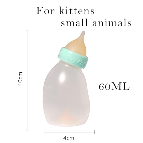 Doggiema Kittens Feeder Bottle,Silicone Feeding Nipple and Syringes - size: 60ml Bottle Set (kittens/Toy Puppy)