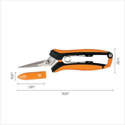 Fiskars 6" Curved Micro-Tip Pruning Snips, Garden Scissors For Tight Spaces | Take-Apart Design, For Intricate Trimming & Shaping, Steel Blades with Easy Action Spring, SoftGrip Handles, Sheath Included - style: Curved Snips