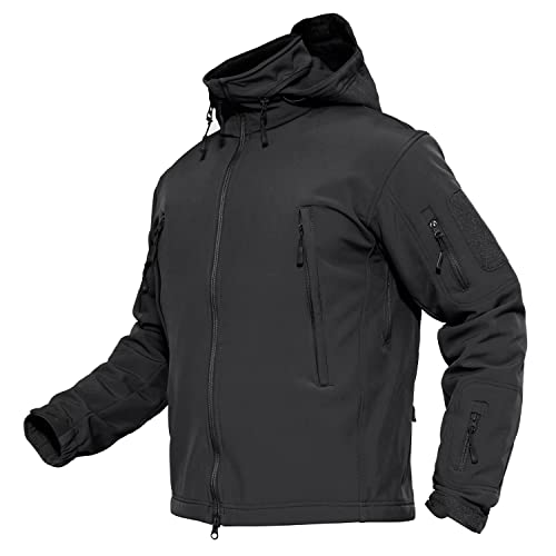MAGCOMSEN Men's Tactical Jacket Winter Snow Ski Water Resistant - color: Black, size: X-Large