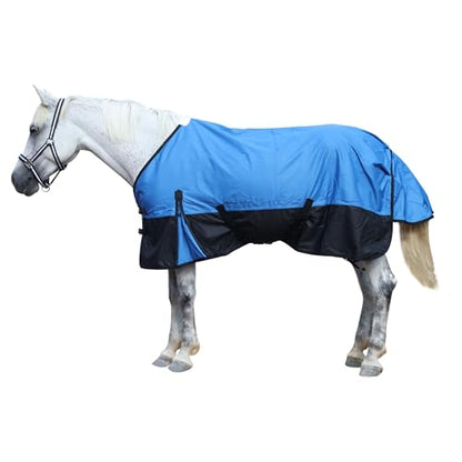 600D Horse Blanket, 0g No-Fill Waterproof Turnout Rain Sheet - color: Royal Blue/Black, size: 75"