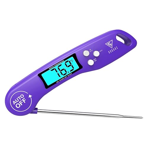 DOQAUS Meat Thermometer – Temperature Dial Thermometers for Cooking Backlight & Auto-Rotating Display, Kitchen Gadgets Essentials for BBQ Oven Grill Smoker Candy Purple - color: Purple, size: 1 Pack (4.6 Inches Probe)