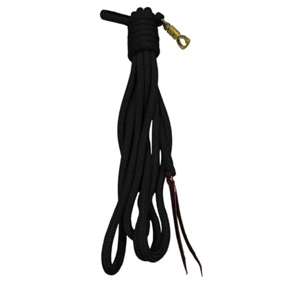 PARELLI 22 Foot Line Ground Training Rope - Strong Everyday Use All-Purpose Large Horse Lead Rope with Loop & Latigo Popper | 9/16" Diameter Smooth Yachting Braid, Black - color: Black