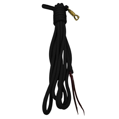 PARELLI 22 Foot Line Ground Training Rope - Strong Everyday Use All-Purpose Large Horse Lead Rope with Loop & Latigo Popper | 9/16" Diameter Smooth Yachting Braid, Black - color: Black