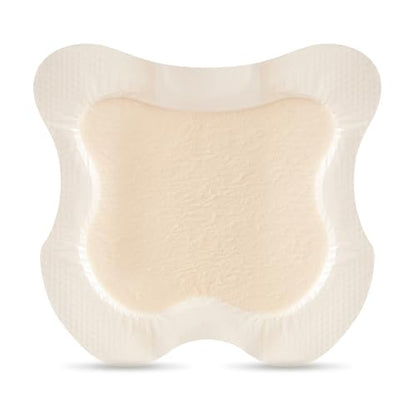HALYARD Multi-Layer Bordered Silicone Foam Wound Dressing Sacral Bandage Gentle Adhesive Superabsorbent Core Conformable & Breathable Water Resistant Protective Film Backing, 7 Inches x 6.5 Inches - size: 7"x6.5"