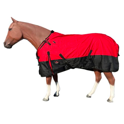 Waterproof Horse Turnout Sheet Hilason 1200D Rip-Stop Lightweight Rain Sheet with Belly Wrap Taffeta Lining Shoulder Gussets - color: Red With Black, size: 66 in