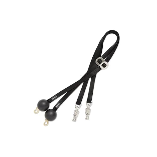 SmartEquine Quiet Drop Horse Cross Ties, Sold in Pairs (2), Black | High-Quality Nylon Webbing | 3 Inch Diameter Rubber Ball | Adjustable Slider Buckle | Panic Snap