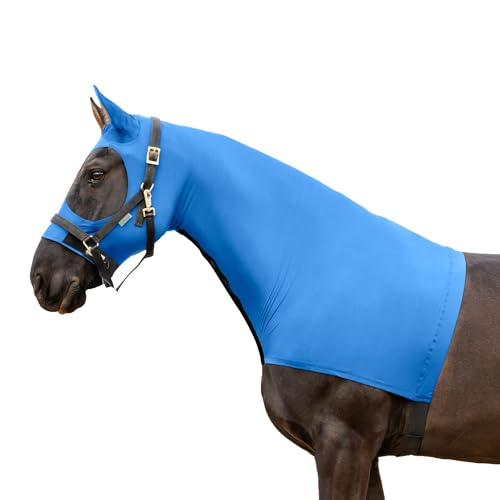 Resistance Horse Hood Slinky Lycra Zippered Mane Braid Shoulder Guard - Horse Sleazy Slickers Care Sheet - color: Royal Blue, size: X-Small
