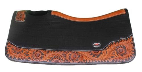 Horse 32"x30" Western Contoured Wool Felt Therapeutic Saddle Pad 39253 - color: Black