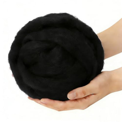VNAKER 3.4oz Needle Felting Wool Black for DIY Needle Craft Enthusiasts - color: Black