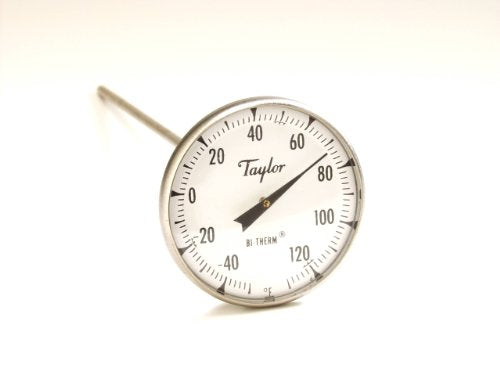 Taylor 6211J Bi-Therm Superior Grade Bi Metal Thermometer, 8" Stem, 2" Dial, -40 to 120 Degree F - size: 8 inches Stem, 2 inches Dial, -40 to 120 Degree F