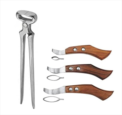 Hoof Nipper 15" Model & Farrier Loop Knives Hoof Knife Set – Heavy Duty Horse Hoof Trimming Tools, Premium Steel Farrier Nipper & Hoof Knife Kit for Professional Farriers, Equine Hoof Care