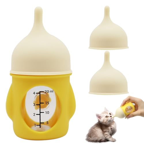 Pet Feeder Bottle Kitten Bottle Anti Choking Design(Yellow,20 ml) - color: Yellow